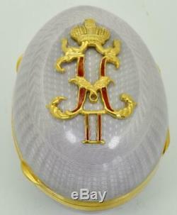 One of a kind Imperial Russian silver, gold&enamel Faberge Easter Egg snuff box