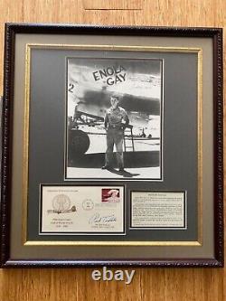 One of a kind PAUL TIBBETS Pilot Signed/Dated/Photo/Card Matted, Framed, 1945
