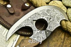 One-of-a-kind Rare Custom Hand Made D2 Tool Steel Knife Chisel Engraved