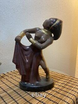 One-of-a-kind Vintage Ceramic African Statue Woman Dancing 11 1993