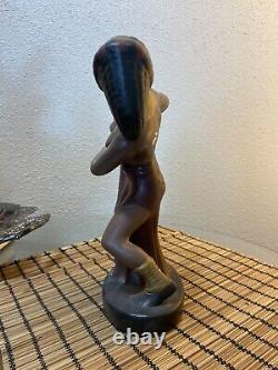 One-of-a-kind Vintage Ceramic African Statue Woman Dancing 11 1993