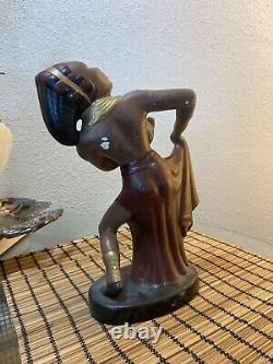 One-of-a-kind Vintage Ceramic African Statue Woman Dancing 11 1993