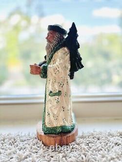One of a kind Vintage Santa Statue green/white