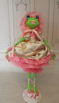 One of a kind art doll frog Marianne in Spring