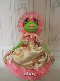 One of a kind art doll frog Marianne in Spring