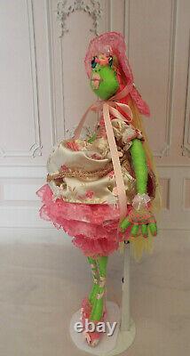 One of a kind art doll frog Marianne in Spring