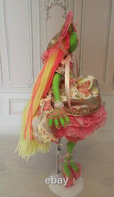 One of a kind art doll frog Marianne in Spring