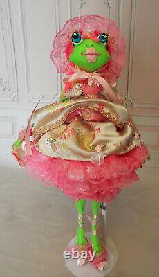 One of a kind art doll frog Marianne in Spring