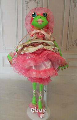 One of a kind art doll frog Marianne in Spring