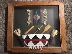 One of a kind authentic vintage navajo shawdow boxes with rugs