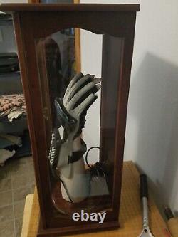 One-of-a-kind custom POWER GLOVE enclosed display case cabinet Mannequin hand