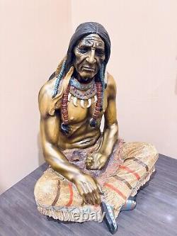 One of a kind, hand painted Large statue of a Native American Indian