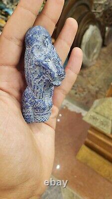 One of a kind statue for Egyptian Goddess Sekhmet from pure Lapis lazuli stone