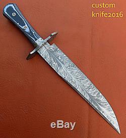 One-of-kind Rare Custom Hand Made Damascus Bowie Knife Real Micarta Handle