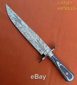 One-of-kind Rare Custom Hand Made Damascus Bowie Knife Real Micarta Handle