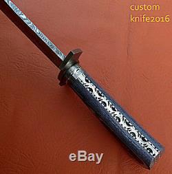 One-of-kind Rare Custom Hand Made Damascus Bowie Knife Real Micarta Handle