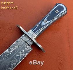 One-of-kind Rare Custom Hand Made Damascus Bowie Knife Real Micarta Handle