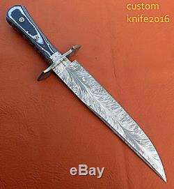 One-of-kind Rare Custom Hand Made Damascus Bowie Knife Real Micarta Handle