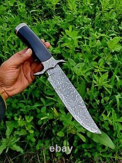 One of kind Rare Custom Handmade Damascus steel Mosaic pattern Bowie knife &