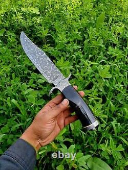 One of kind Rare Custom Handmade Damascus steel Mosaic pattern Bowie knife &