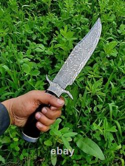 One of kind Rare Custom Handmade Damascus steel Mosaic pattern Bowie knife &