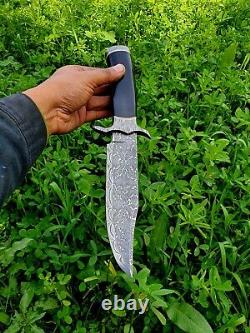 One of kind Rare Custom Handmade Damascus steel Mosaic pattern Bowie knife &