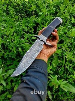 One of kind Rare Custom Handmade Damascus steel Mosaic pattern Bowie knife &