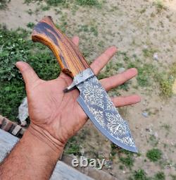 One of kind Rare Custom Handmade Mosaic Damascus Steel knife with damascus guard