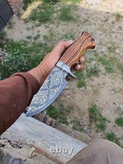 One of kind Rare Custom Handmade Mosaic Damascus Steel knife with damascus guard