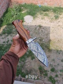 One of kind Rare Custom Handmade Mosaic Damascus Steel knife with damascus guard