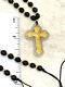 One Ofa Kind Crucifix Cross Pendant Rosary 18k Gold Necklace Gemstone Christian