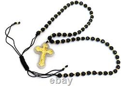 One ofa KIND Crucifix Cross Pendant Rosary 18k Gold Necklace Gemstone Christian