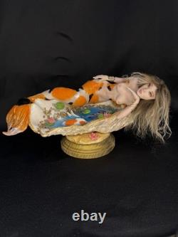 Ooak, Mermaid. Oyster Koi pond, art sculpture, Fantasy Art By Mystic Beings