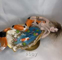 Ooak, Mermaid. Oyster Koi pond, art sculpture, Fantasy Art By Mystic Beings