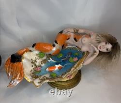 Ooak, Mermaid. Oyster Koi pond, art sculpture, Fantasy Art By Mystic Beings
