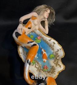Ooak, Mermaid. Oyster Koi pond, art sculpture, Fantasy Art By Mystic Beings