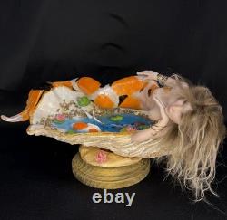 Ooak, Mermaid. Oyster Koi pond, art sculpture, Fantasy Art By Mystic Beings