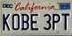 Original California Used License Plate Kobe 3pt! One Of Kind Kobe Collectible