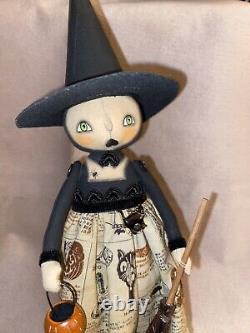 Original, Handmade, One-of-a-Kind, SIGNED Robin Seeber, WITCH Doll (24-127)