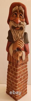 Original One of a Kind Signed & Hand-Carved David Frykman'92 Father Xmas/Chimny