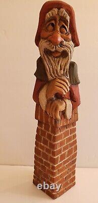 Original One of a Kind Signed & Hand-Carved David Frykman'92 Father Xmas/Chimny