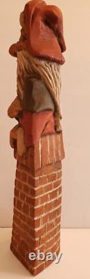 Original One of a Kind Signed & Hand-Carved David Frykman'92 Father Xmas/Chimny