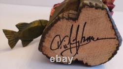 Original One of a Kind Signed & Hand-Carved David Frykman Fisherman withPole 8.5