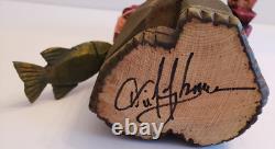 Original One of a Kind Signed & Hand-Carved David Frykman Fisherman withPole 8.5