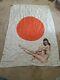 Original Ww2 Japanese Silk Flag-with Pin-up Rare One Of A Kind 36 X 25