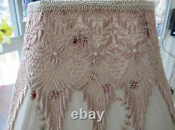 Outstanding Vintage Victorian Cloth Lamp Shade Handmade One Of A Kind W / Fringe