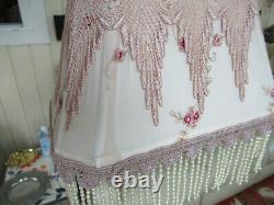 Outstanding Vintage Victorian Cloth Lamp Shade Handmade One Of A Kind W / Fringe