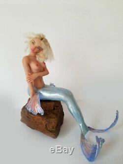 PERL teenager Mermaid fantasy fairy One of a kind Polymer clay figurine