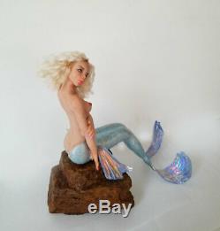 PERL teenager Mermaid fantasy fairy One of a kind Polymer clay figurine