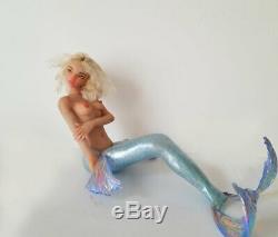 PERL teenager Mermaid fantasy fairy One of a kind Polymer clay figurine